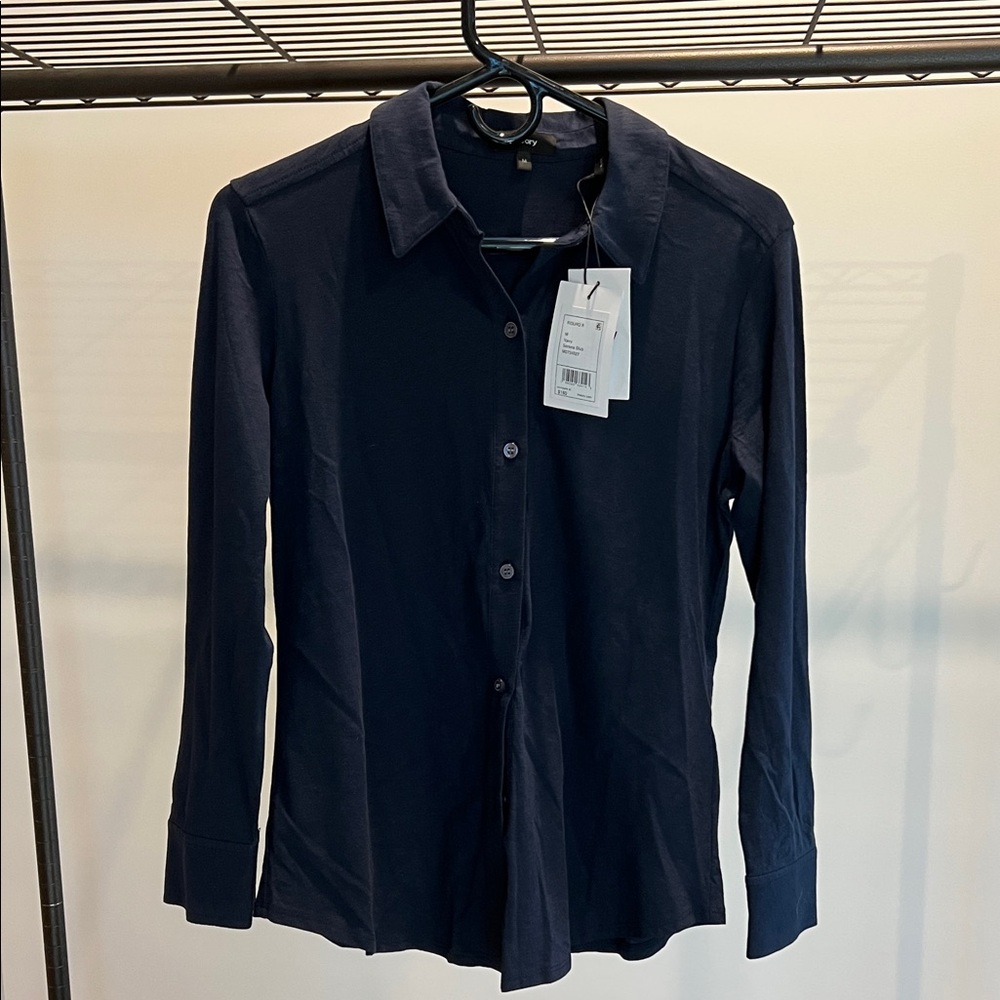 Theory Navy Button Down Shirt